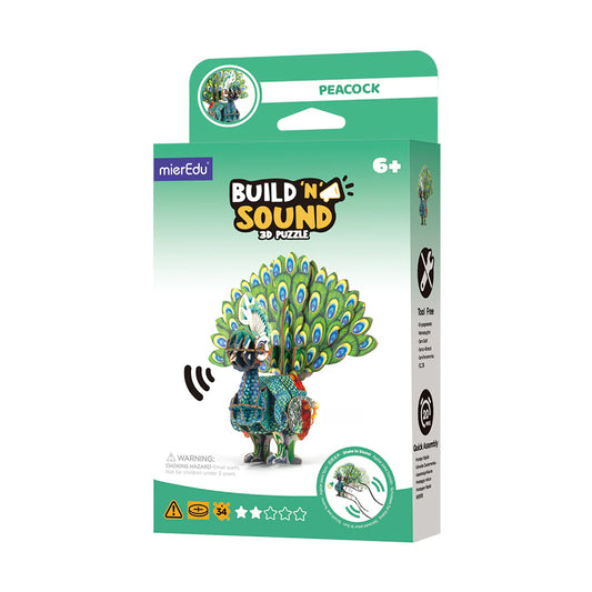 MierEdu Mini Puzzle 3D con sonido Pavo real