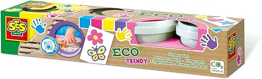 Ses Set 4 pinturas de dedos pastel Eco Trendy (azul,rosa,amarillo y violeta)